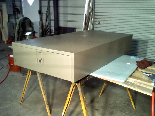 Here's that storage drawer with finish Powder coating.